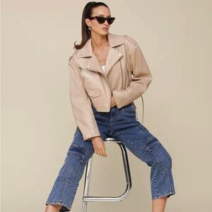 NEW Avec Les Filles Cropped Biker Jacket Size Small